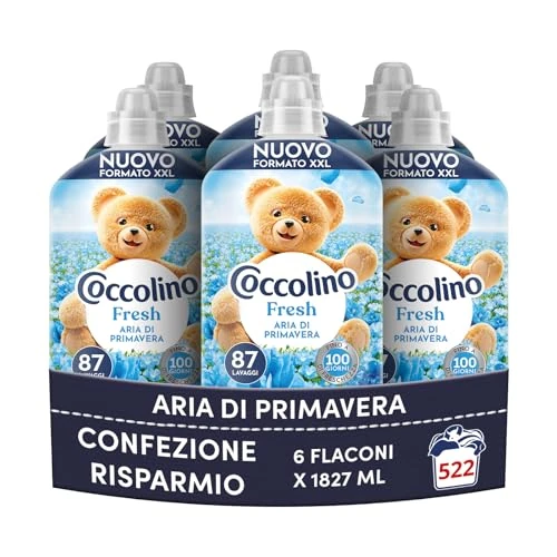 Offerta a tempo: Coccolino Ammorbidente Concentrato Fresh Aria di Primavera, Ammorbidente Lavatrice, Freschezza Lunga Durata, Dermatologicamente Testato, Formato XXL Fino a 522 Lavaggi, 6 x 1827 ml - 30% da 39.99 € a 27.99 €