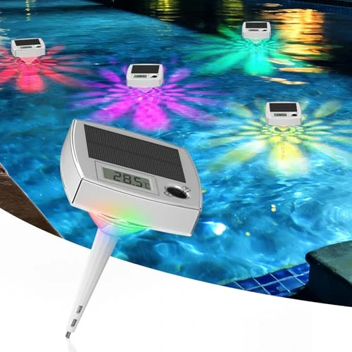 Offerta a tempo: Termometro per Piscina Solare con Luci LED RGB 2 in 1 Termometro Acqua con Display LCD 7 Colori + 3 Intensità Luce IP68 Impermeabile per Piscina Fuori Terra Idromassaggio Spa Vasca - 33% da 29.99 € a 19.99 €
