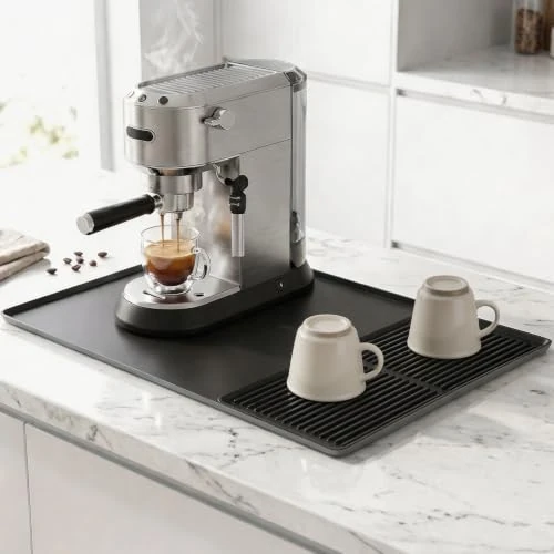 Offre limitée : AiQInu Tapis de Séchage 2-en-1 pour Machine à Café en Silicone, 60 x 40 cm, Anti-Dérapant Résistant à la Chaleur Facile à Nettoyer en Silicone pour Machine à Café/Cuisine Tapis Séchant, Noir de 16.99 € à 16.99 € (0.00% de remise)