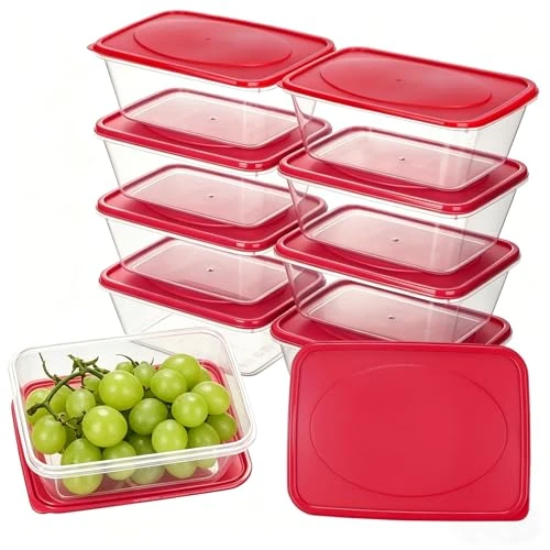 Zeitlich begrenztes Angebot: VINATO 10 Stück 520ml Frischhaltedosen mit Deckel, Dosen zum Einfrieren Wiederverwendbarer für Lebensmittel,Gefrierdosen Set, BPA-frei,Stapelbar, Mikrowellen Gefrierschrank Spülmaschinengeeignet（Rot） von 12.99 € auf 12.99 € (0