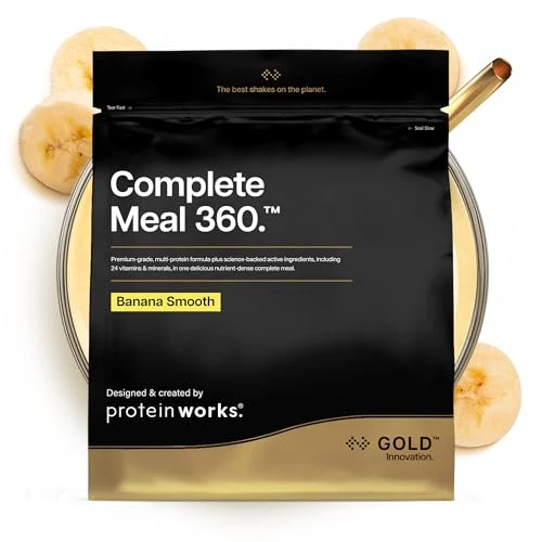 Offerta a tempo: Protein Works | Complete Meal 360 – Gold Innovation, ricambio per pasti shake, High Protein, Omega 3, 165 benefici per la salute, dura 3-5 ore, sasso, banana smooth, 5 pasti, 500 g - 0.00% da 15.52 € a 15.52 €