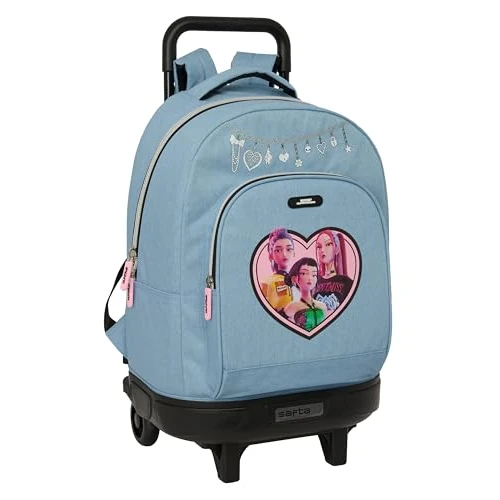 Offerta a tempo: K-POP Demon Hunters - HUNTR/X - Zaino grande con ruote, compatto, rimovibile, ideale per bambini di diverse età, comodo e versatile, resistente, 33 x 22 x 45 cm - 36% da 62.43 € a 39.97 €