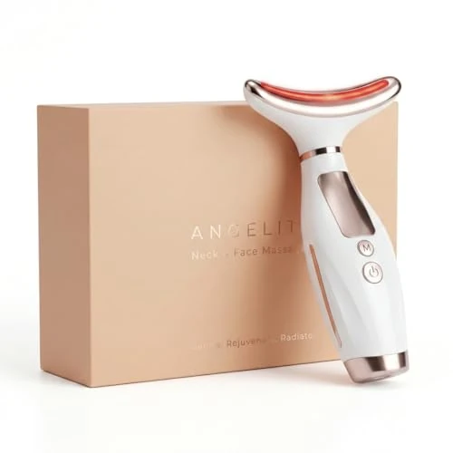 Offerta a tempo: Massaggiatore Viso Angelite, Scolpitore Viso LED & Dispositivo Lifting Facciale per Rassodare & Scolpire, Strumento Rassodante con Calore & Vibrazione per Mascella, Guance & Collo, Garanzia di 2 Anni - 50% da 49.99 € a 24.99 €
