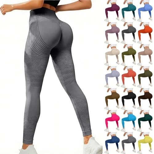 Generico Anti-cellulitis-leggings voor dames, sportief, 3D, figuurvormend, met gegradueerde compressie, leggings, push-up sculptuur, lipedeme, hoge taille, naadloos, voor fitness, yoga, Donkergrijs, M