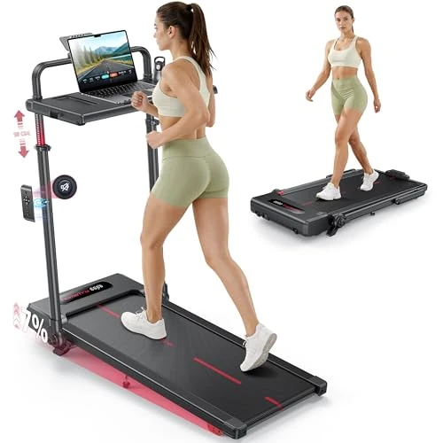 Elektrische loopband, 3,0 pk, opvouwbaar, snelheid 1-12 km/u, band 40 × 100 cm, uittrekbare stang 15 cm, afneembare tafel, bluetooth-app, magnetische afstandsbediening