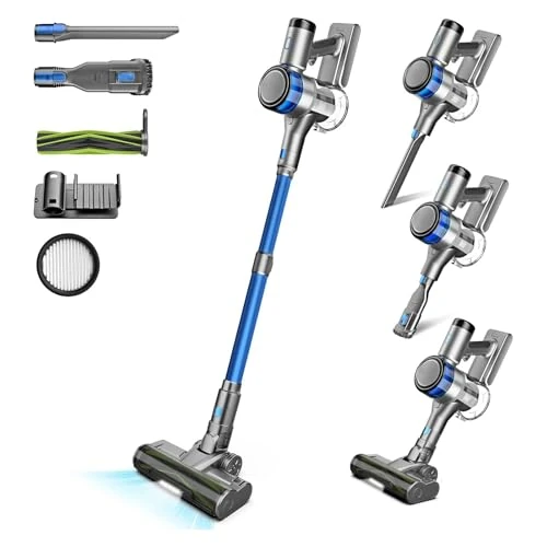 Offerta a tempo: Dzaki Aspirapolvere Senza Fili, Scopa Elettrica Senza Fili Potente 45Kpa, 55Min Autonomia, Batteria Rimovibile, Display LED per Peli Animali Tappeti Pavimenti - 67% da 299.99 € a 99.99 €