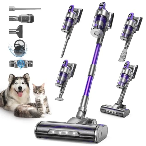 Oferta limitada: Redkey X18 Aspiradora sin Cable 60KPa/650W/80Mins, 8 en 1 Aspiradora Inalámbrico de Pantalla Tactl LED Modo Automatico Inteligente Autocargable, Autoportante para Suelos/Alfombras/Pelo de Animales de 139.99 € a 129.99 € (ahorro 7%)