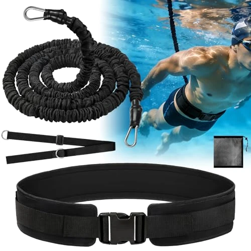 Zeitlich begrenztes Angebot: Vexyra Schwimmgurt Pool Erwachsene & Kinder, 2,5-7,5M Premium Naturlatex Schwimmhilfe mit Breit Dicke Hüftgurt, Schwimmseil Gegenstromanlage zum Einhängen, Schwimmtrainer Schwimmband Schwarz Gurt von 35.99 € auf 29.99 € (17% R
