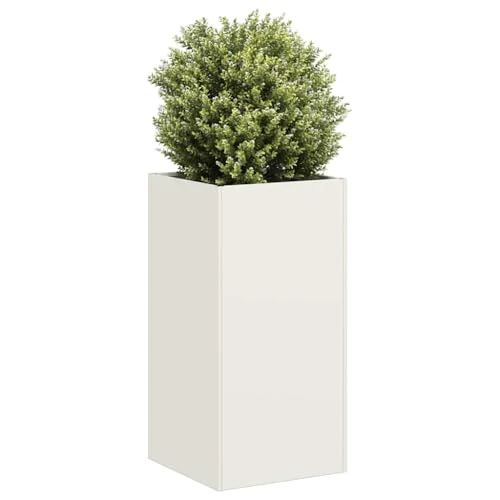 Offerta a tempo: KKHOMEI Vaso Alto in Acciaio Zincato, Orto Rialzato da Esterno con Fondo Aperto, Fioriera da Patio, Fioriera da Esterno,per Fiori e Verdure, Piante, Ortaggi Arbusti, Bianco 40 x 40 x 80 cm - 0.00% da 127.61 € a 127.61 €