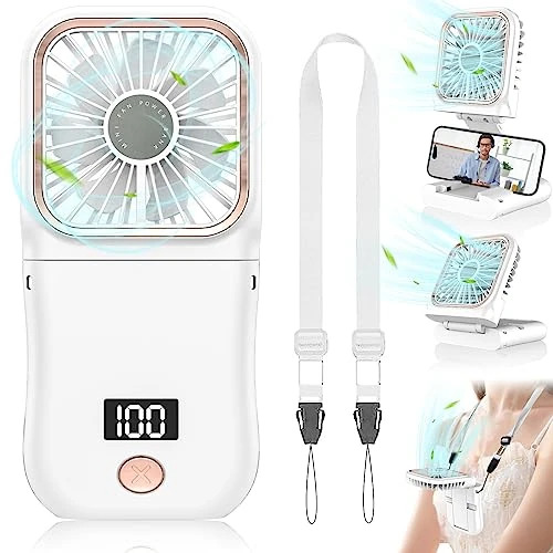 Offerta a tempo: Ventilatore Portatile Pieghevole, Ventilatore Scrivania Silenzioso con Supporto per Telefono, 4000mAh, Display LED e 3 Velocità, Autonomia 8 Ore USB Ricaricabile, per Ufficio, Studio e Videochiamate - 5% da 19.98 € a 18.98 €