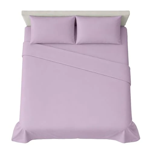 Offerta a tempo: hermet Set Lenzuola Matrimoniali in Tinta Unita, 4 Pezzi, Lenzuolo con Angoli, Lenzuolo Piano, 2 Federe 50x80, Angolo 30 cm, Morbida Microfibra, Certificato Oekotex, No Stiro - 0.00% da 18.90 € a 18.90 €