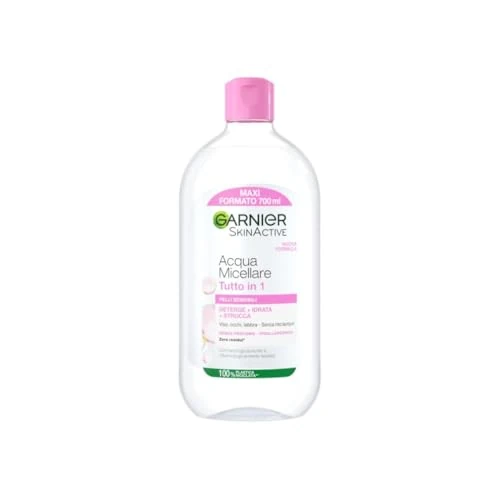 Garnier SkinActive Acqua Micellare Tutto in 1, Per Pelli Sensibili, 100% del Trucco Rimosso, Pelle Detersa e Idratata per 12H, Senza Residui e Senza Risciacquo, Con Micelle e Glicerina