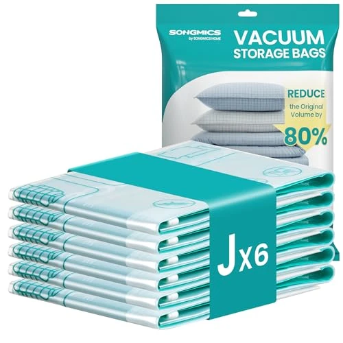 Offerta a tempo: SONGMICS Sacchetti Sottovuoto, Sacchi Buste per Vestiti Lenzuola Armadi Viaggi, Compatti e Riutilizzabili, 6 Pezzi, Taglia J, Trasparente LVB103W101 - 44% da 18.99 € a 10.70 €