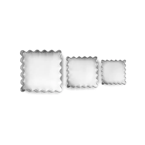 IBILI Set van 3 vierkante gegolfde uitsteekvormen, roestvrij staal, 3,5-4,5-6 cm