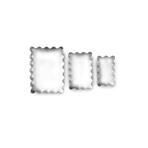 IBILI Set van 3 rechthoekige uitsteekvormen, gegolfd, roestvrij staal, 4,5 x 2,5/5,5 x 3,5/7 x 5 cm