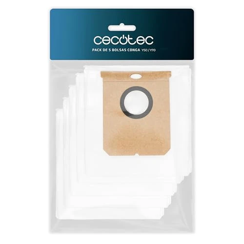 Offerta a tempo: Cecotec 5 Sacchetti per Aspirapolvore per Base Autosvuotamento Conga Y50 Y70. Pack 5 Unità, Compatibili con Base Conga, Alta Filtrazione Polvere, Installazione Facile per Maggiore Igiene - 20% da 4.89 € a 3.90 €