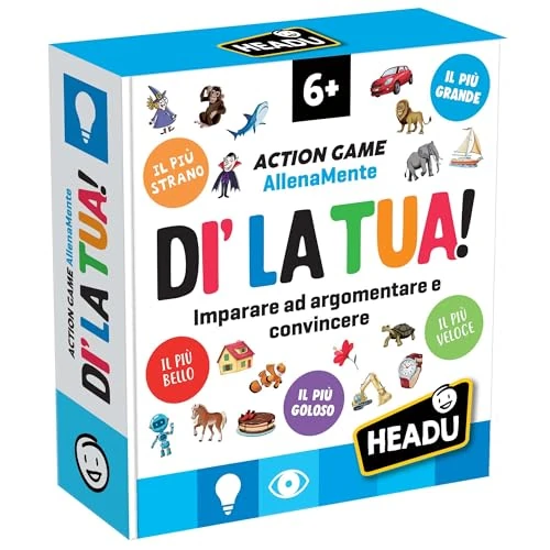 Offerta a tempo: HEADU - Dì la Tua! - Il Gioco delle Argomentazioni | Gioco Di Società Educativo per Bambini 6-8 Anni, Un Action Game Per Imparare a Parlare, Convincere e Ragionare, Regalo Natale Pasqua, Made In Italy - 20% da 12.99 € a 10.44 €
