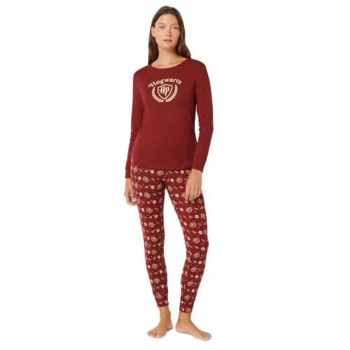 Offerta a tempo: Amazon Essentials Disney | Marvel | Star Wars Set di Pigiama da Notte Attillati in Cotone Donna, Bordeaux Harry Potter Crests, L - 0.00% da 19.80 € a 19.80 €