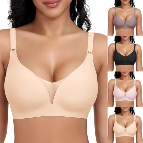 Reggiseno Senza Ferretto A V Profondo - Reggiseni Push-Up Anti Cedimento Senza Cuciture Reggiseno Comodo Sexy with Cinghie Regolabili Lingerie Shock-Absorbing Alta Elasticità Reggiseni per Daily
