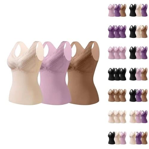 Confezione Da 2 Canottiera Con Reggiseno Imbottito Incorporato Canotta Scollo A V Basic Reggiseni Comodi Magliette Curvy Lingerie Canottiere Senza Cuciture Ampia Casual Brassiere Per Corsa Palestra