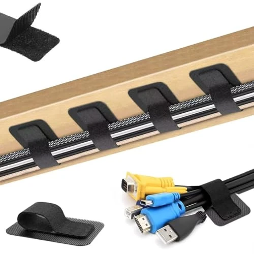 Offerta a tempo: Gestione dei cavi, scrivania, organizer per cavi, fascetta lunga, porta accessori da scrivania, supporto per cavi Under Desk (25, nero) - 5% da 11.99 € a 11.39 €