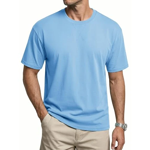 Offerta a tempo: Cavva T-Shirt Uomo Cotone Estiva Spalla Scesa Manica Corta Casual Morbida - 49% da 36.98 € a 18.98 €