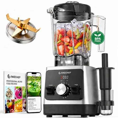 Tijdelijke aanbieding: AMZCHEF Smoothie Maker 1800 W staande blender, krachtige blender met 2 l Tritan-kan (BPA-vrij), 6 roestvrijstalen messen, shakes en proteïneshakes, zelfreinigend, zilver/zwart van 139.99 € naar 139.99 € (0.00% korting)