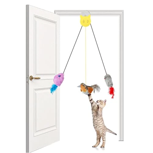 Tijdelijke aanbieding: VINATO 3-delige kattenspeelgoedset met realistisch geluid, elastische muis en vogel met veren, zonder batterijen van 9.84 € naar 9.84 € (0.00% korting)