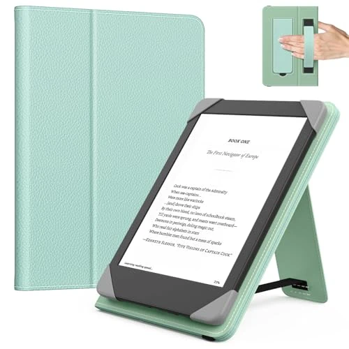 Zeitlich begrenztes Angebot: MoKo Universal hülle für 6 Zoll Kindle E-Reader und Tablets, Kindle/Kobo/Tolino/Pocketook/Sony E-Book-Tablet, leichte Folio-Hülle aus PU-Leder mit Handschlaufe und Ständer, Lychee Tequila Grün von 10.95 € auf 10.95 € (0.00% Ra