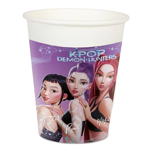 Zeitlich begrenztes Angebot: 8 K-Pop-Becher Demon Hunters aus Papier, 200 ml, Dekoration für Geburtstagsfeier, Getränke, Tisch, für Kinder von 4.49 € auf 2.99 € (33% Rabatt)