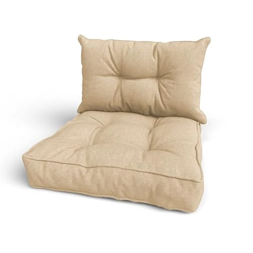 Oferta limitada: POKAR Set de 2 Cojines para Silla de Exterior: Asiento 60x60x10 + Respaldo 60x40x10 cm | Impermeable y Repelente al Agua | Cojines para Muebles de Jardín, Terraza y Ratán | Made in EU | Beige de 54.99 € a 54.99 € (ahorro 0.00%)