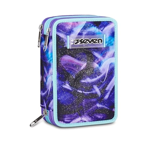 Offerta a tempo: Seven Astuccio Scuola Elementare, 3 scomparti, Medie, con Matite, Pennarelli, Penne, 3 Zip, Lovepass, Bambina, Ragazza, viola/blu - 9% da 32.90 € a 29.98 €