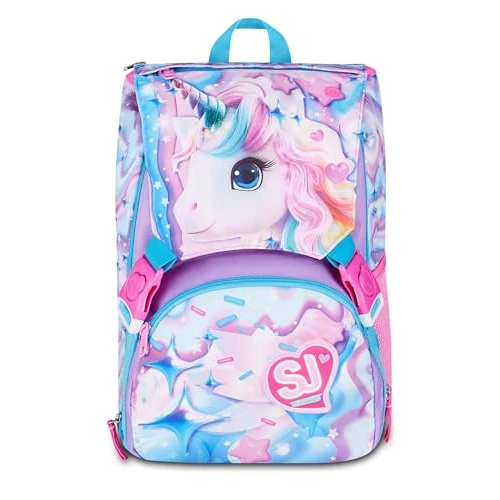 Offerta a tempo: SJ GANG STYLE JAM GANG Zaino Scuola Estensibile Big LED UNICORN GIRL, Rosa, 24 L, Zip laterali, Dispositivo luminoso led su pattina, Tasca portaborraccia, Scuola elementare e media, Bambina, Ragazza - 38% da 79.90 € a 49.90 €