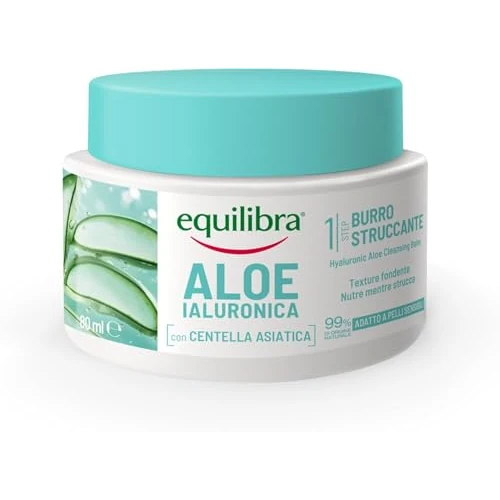 Offerta a tempo: Equilibra, Aloe Ialuronica Burro Struccante Viso, con Burro di Aloe, Acido Ialuronico e Centella Asiatica, Doppia Detersione, Adatto a Pelli Sensibili, Clinicamente Testato, 80ml - 34% da 8.90 € a 5.90 €