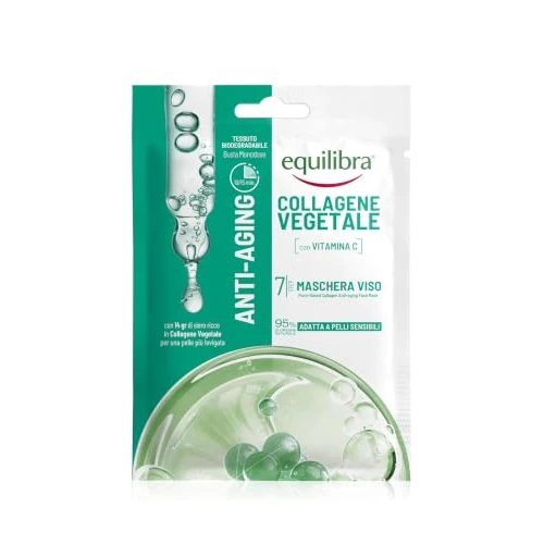 Offerta a tempo: Equilibra, Collagene Vegetale Maschera Viso Anti-aging, con Collagene Vegetale, Vitamina C, Azione Anti-aging, Adatta a Pelli Sensibili, Clinicamente Testata, Tessuto 100% Naturale - 34% da 3.80 € a 2.50 €