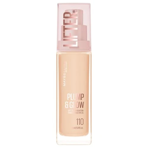 Maybelline New York Fondotinta Illuminante, Per Tutti i Tipi di Pelle, Pelle Rimpolpata e Radiosa, Finish Naturale, Con Acido Ialuronico e Niacinamide, Lifter Plump and Glow, Tonalità: 102, 30 ml