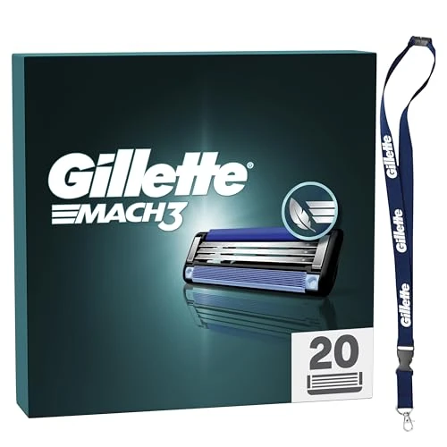 Gillette Mach3 Base 20 Lametta Di Ricambio Per Rasoio Barba Gillette, Con Striscia Lubrificante Per Una Scorrevolezza Fluida E Rivestimento Della Lama Progettato Per Ridurre