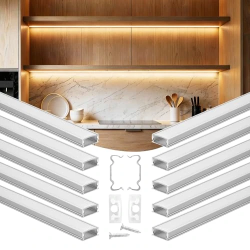 Oferta limitada: VEVOR Perfil de Aluminio para Tira LED 1 m, Paquete de 10 Unidades, Canaletas para LED, con Difusor Opal Tapones de Extremos y Soportes de Montaje, Decoración de Luz para Dormitorio Sala de Estar de 22.99 € a 22.99 € (ahorro 0.00%)