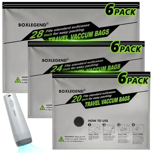 Offre limitée : BoxLegend Sac Rangement Sous Vide Aspirateur Voyage avec Pompe, 18 Pièces | Housse de Rangement Sous Vide, Sac de Compression, Sacs de Mise Sous Vide à Fermeture Éclair Latérale Longue pour Valises de 32.99 € à 32.99 € (0.00% de remise)