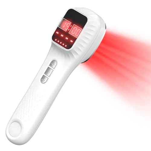 iKeener Handheld roodlichttherapieapparaat, (3 x 808 nm +16 x 650 nm) koude laser mens/huisdier therapieapparaat voor spierverlichter, knie, schouder, rug. Infrarood lichttherapie