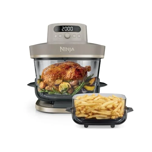 Offerta a tempo: Ninja CRISPi PRO XL Friggitrice ad aria in vetro, 5 programmi di cottura preimpostati, include contenitori in vetro CleanCrisp da 5,7 L e 2,3 L e coperchi, oro chiaro AS090EUSD - 20% da 249.99 € a 199.99 €