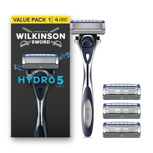 Limited-time offer: Wilkinson Sword Hydro 5 Razors for Men, Value Pack, Skin Hydration, Carbon Coated Blades, Men’s Shaver Razor Handle Plus 4 Blade Refills from 24.99 £ to 24.99 £ (save 0.00%)