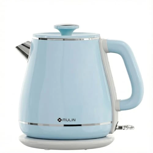 MULIN Bollitore Vintage, Bollitore Elettrico con Base a 360°, Capacità 1.8 L,2200W,ebollizione rapida, Spegnimento Automatico, Acciaio Inossidabile