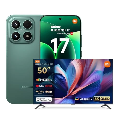 XIAOMI 17, Smartphone 12+512GB, Lenti Leica Summilux, Sensore Light Fusion 950, Batteria 6330 mAh, HyperAI, Venture Green, Garanzia 2 anni+1 anno extra, Caricatore non incluso+TV A Pro QLED 50"