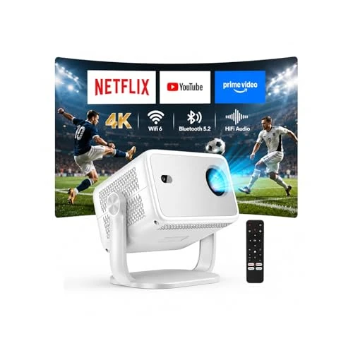 Offre limitée : Vidéoprojecteur 4K 【Compatible avec Netflix/App intégrée】 Rotation à 360° Mini Projecteur Video Wi-FI 6 & Bluetooth 5.2 Auto Focus/Keystone 1080P Videoprojecteur Portable - Cadeau/Home Cinéma de 169.99 € à 249.99 € (-47.06% de remise)