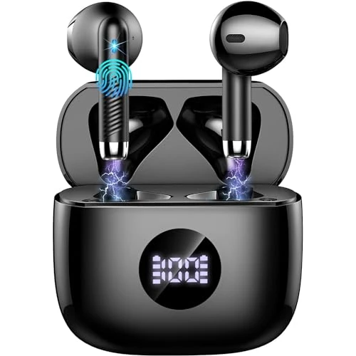 Bluetooth hoofdtelefoon, Bluetooth 5.4, draadloze hoofdtelefoon met 4 ENC-ruisonderdrukking, hoofdtelefoon in ear, 40 uur afspeeltijd, draadloze hoofdtelefoon, hifi-stereo, IP7 waterdicht, voor iOS en