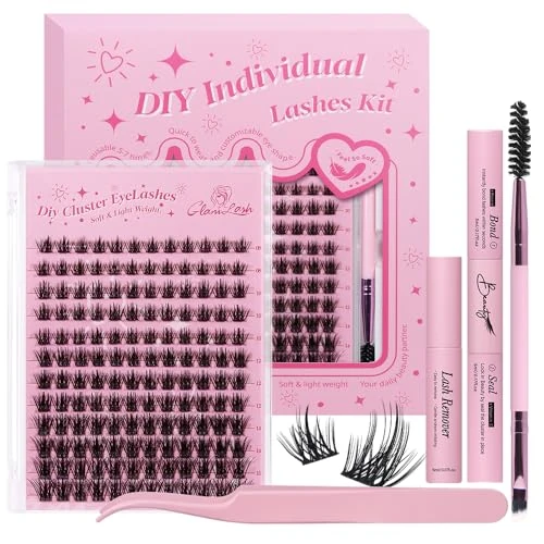 Offerta a tempo: GLAMLASH Ciglia Finte Ciuffetti Kit Extension Ciglia Lash Clusters con Bond e Rimuoviciglia 8-16mm,DIY Eyelash Extension Kit (DM-FD23) - 0.00% da 12.99 € a 12.99 €