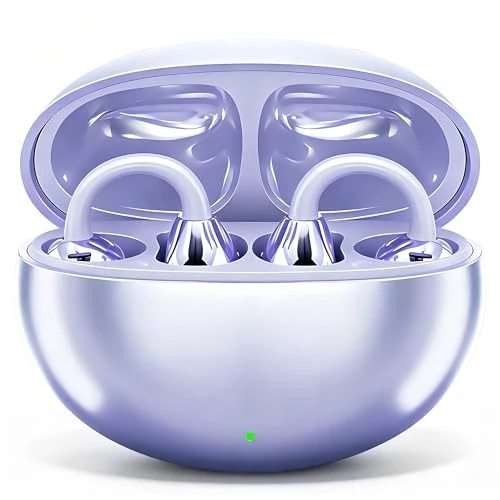 Offerta a tempo: PTHTECHUS Cuffie Conduzione Ossea, Cuffia Aperte Auricolari a Clip Auricolari Bluetooth Sport Clip Aperta Cuffie In-Ear Wireless, Compatibile iOS/Android, 60 ore di Riproduzione, M91 (Viola) - 37% da 29.99 € a 18.99 €