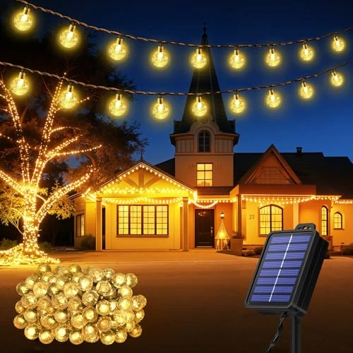 Offerta a tempo: Realky Catena Luminosa Solare da Esterno 100 LED 18m, Luci Solari da Giardino con 8 Modalità e Funzione Memoria, IP65 Impermeabile, Luci Decorative per Terrazzo, Balcone, Gazebo, Festa (Bianco Caldo) - 5% da 16.98 € a 16.13 €