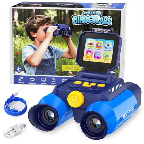 Offerta a tempo: OAEBLLE Binocolo per Bambini con Zoom Ottico 10x e Fotocamera - Foto 48 MP e Video in 1080P, Visione Notturna 25 m, Adatto dai 3 Anni in su, Ideale per Osservazione Animali e Natura | Blu Scuro - 21% da 79.99 € a 62.99 €